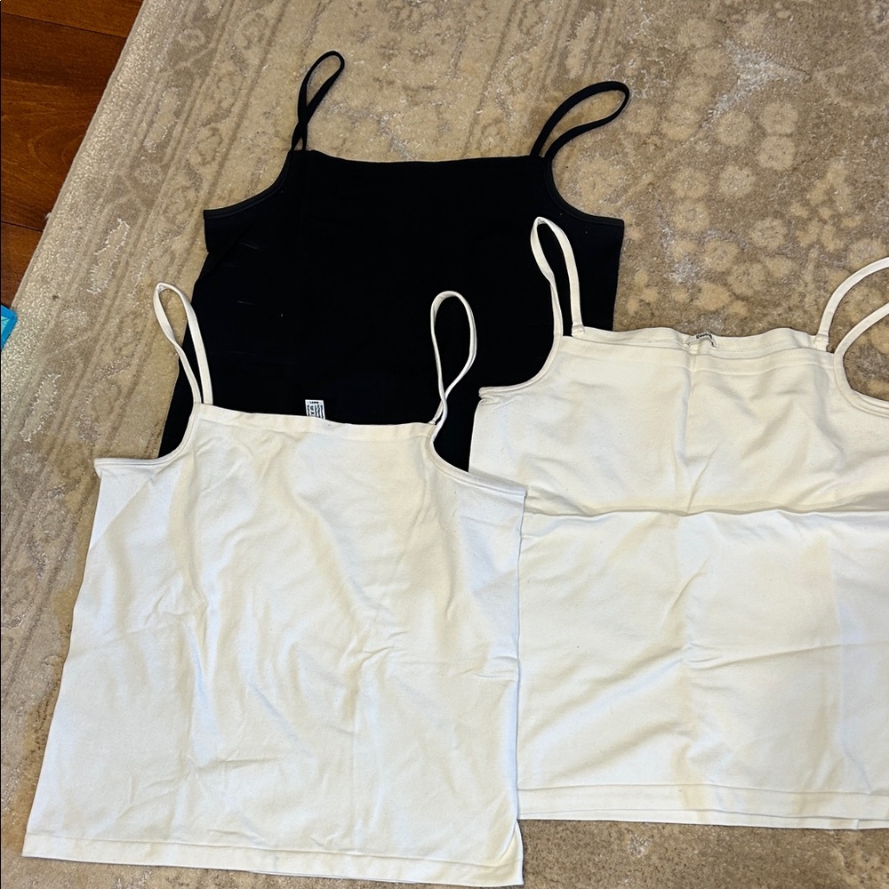 Women's Black and White Spaghetti Strap Tops